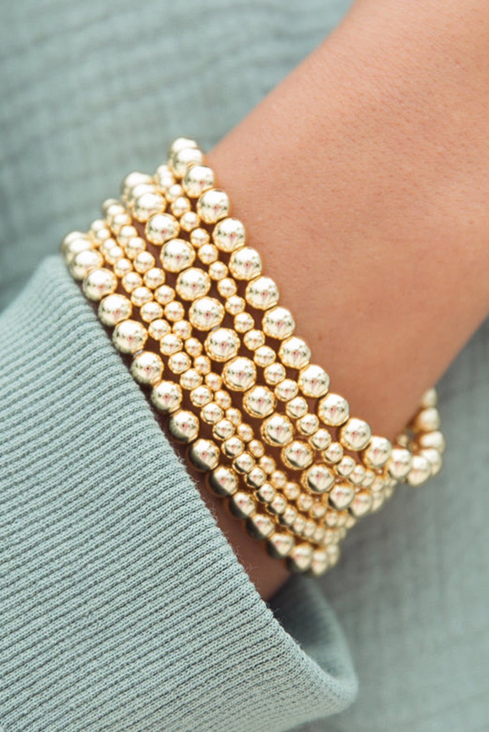 Beaded Luxury Gold Plated Bracelet 7/pieces set
