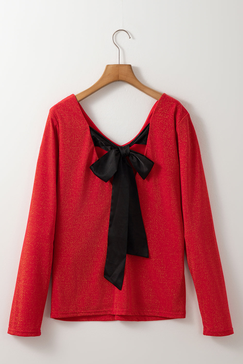 Racing Red w/ Black Bow Blouse