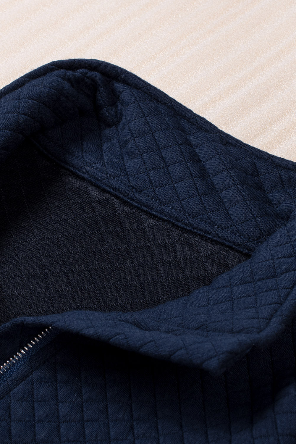 Navy Waffle Zip up Pullover