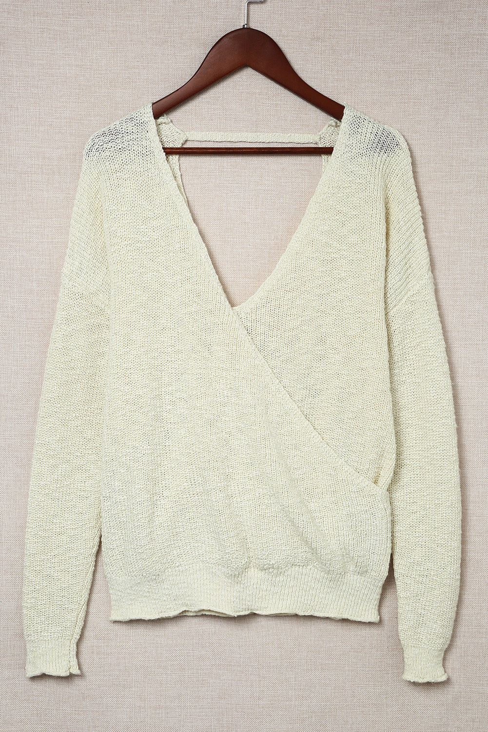 Backless Wrap around V-Neck Sweater