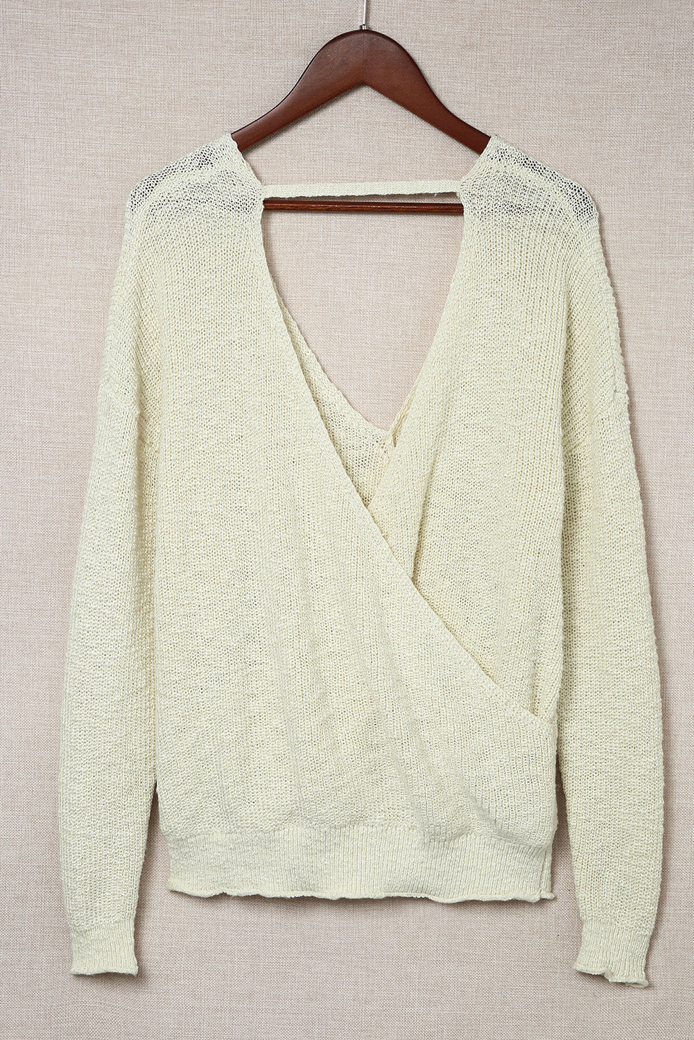 Backless Wrap around V-Neck Sweater