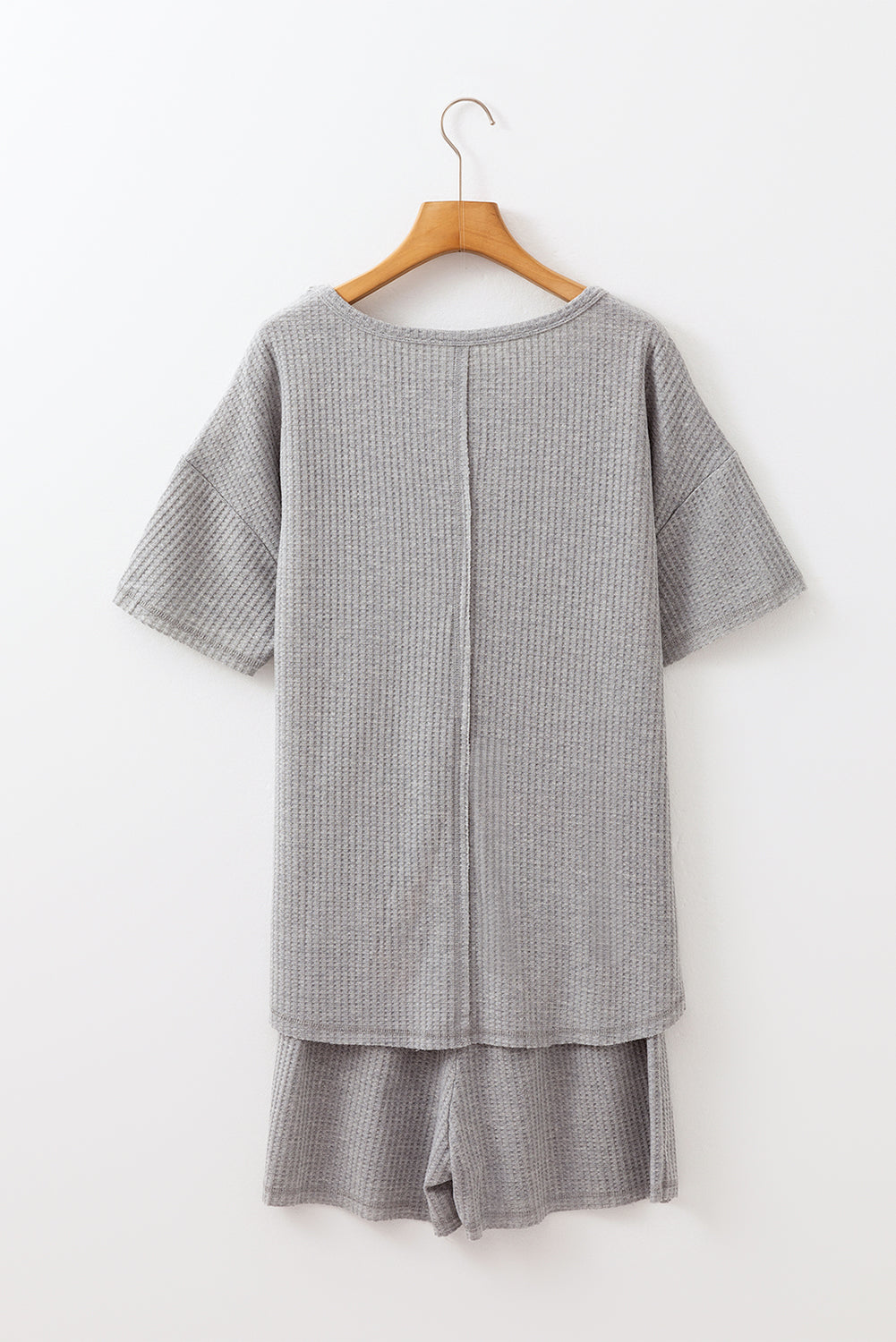 Gray Waffle Knit 2-piece set - Tee & Shorts