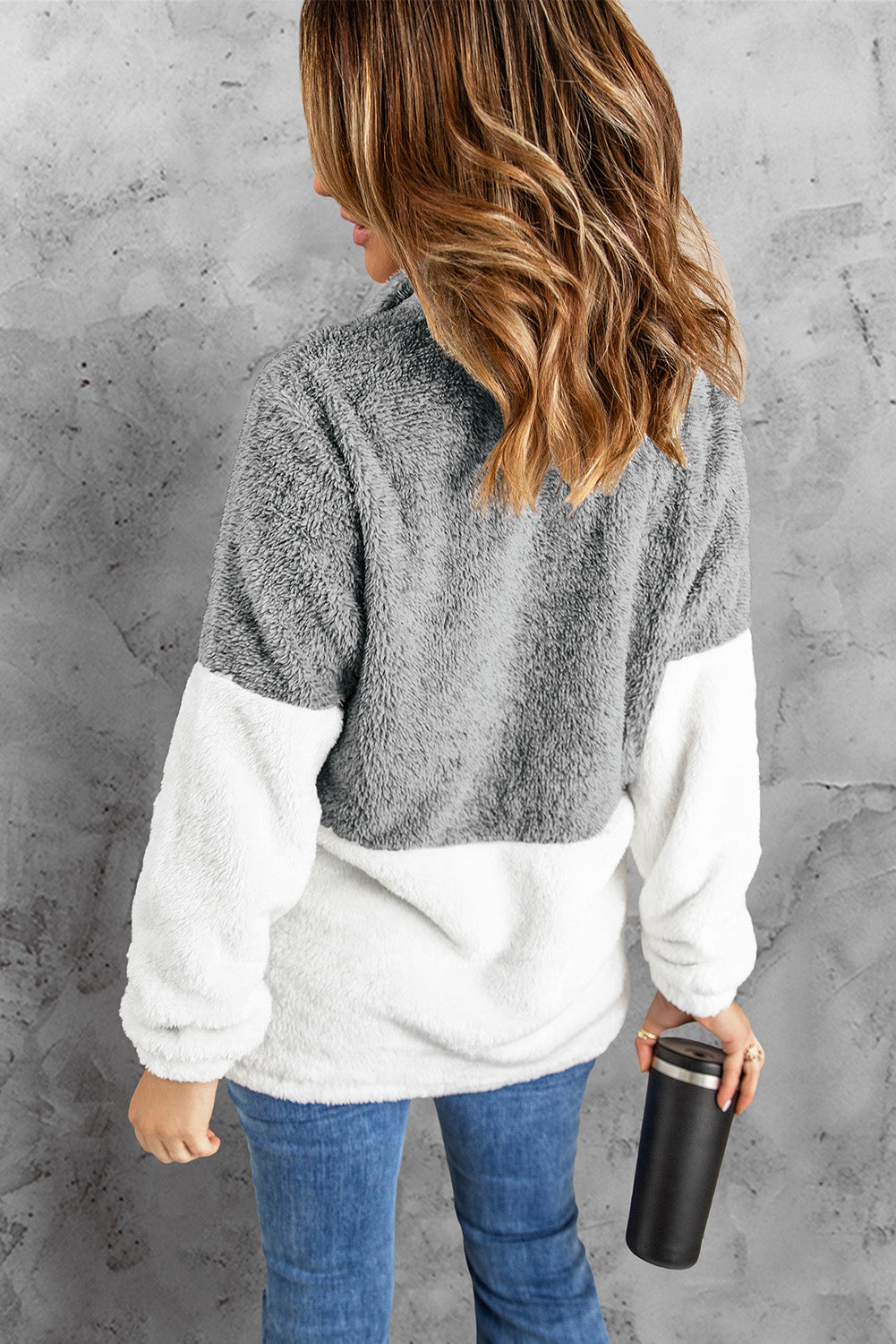 Charcoal Zip Fluffy Pullover
