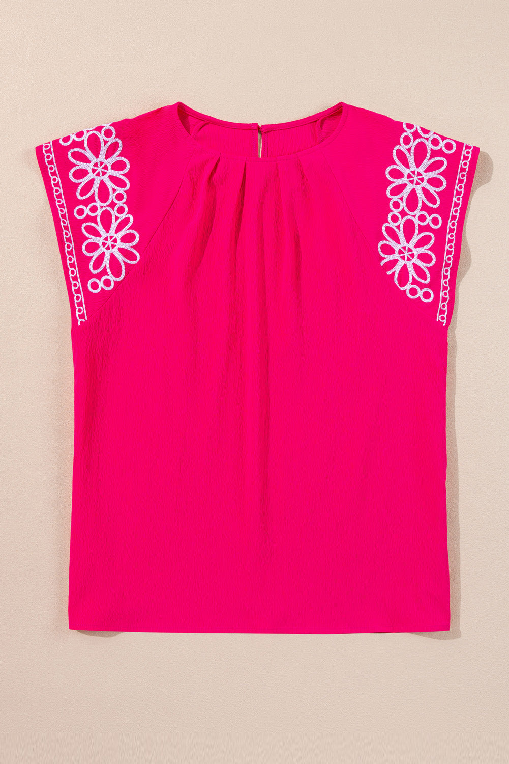 Strawberry Pink Floral Embroidered Blouse - PS