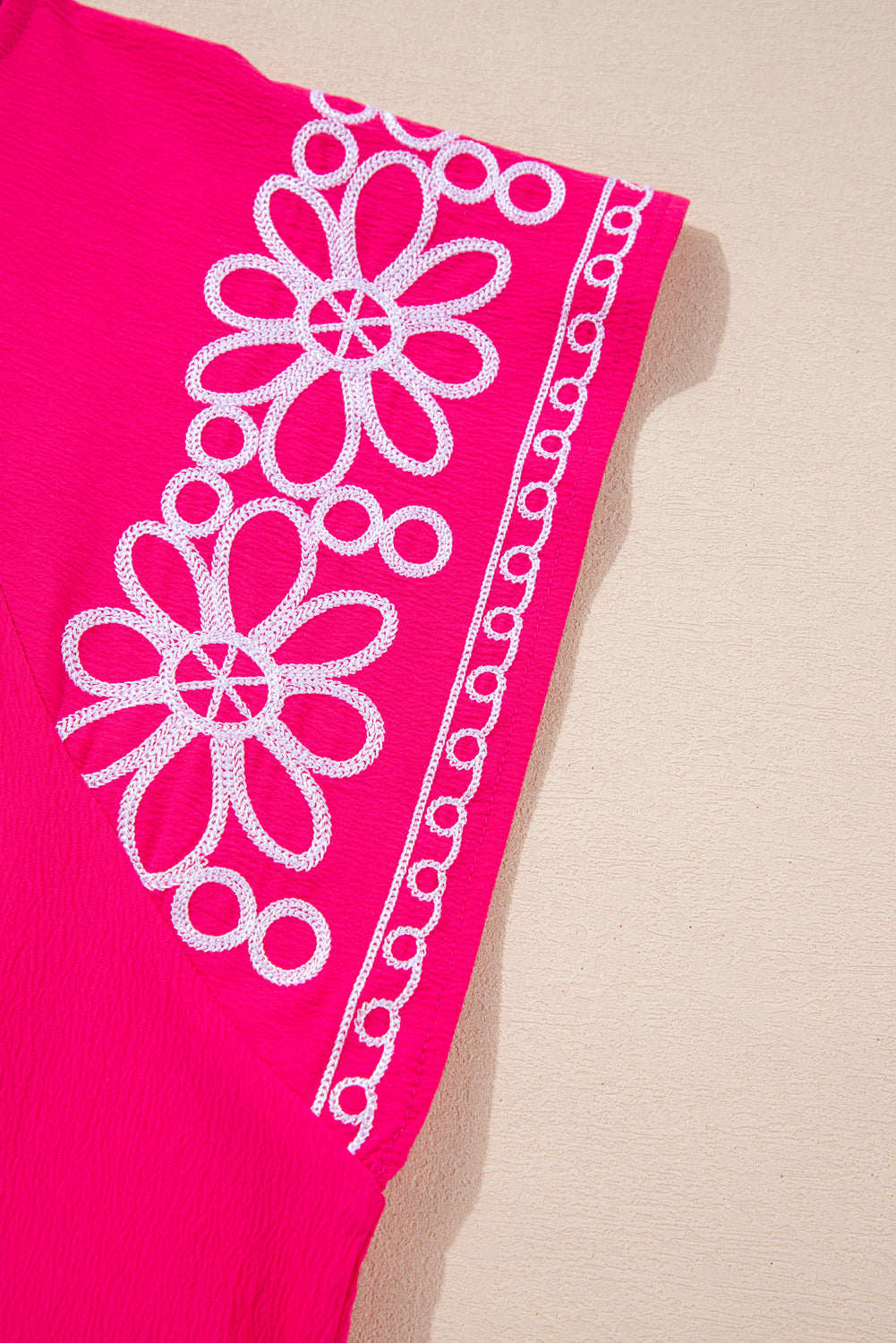 Strawberry Pink Floral Embroidered Blouse - PS