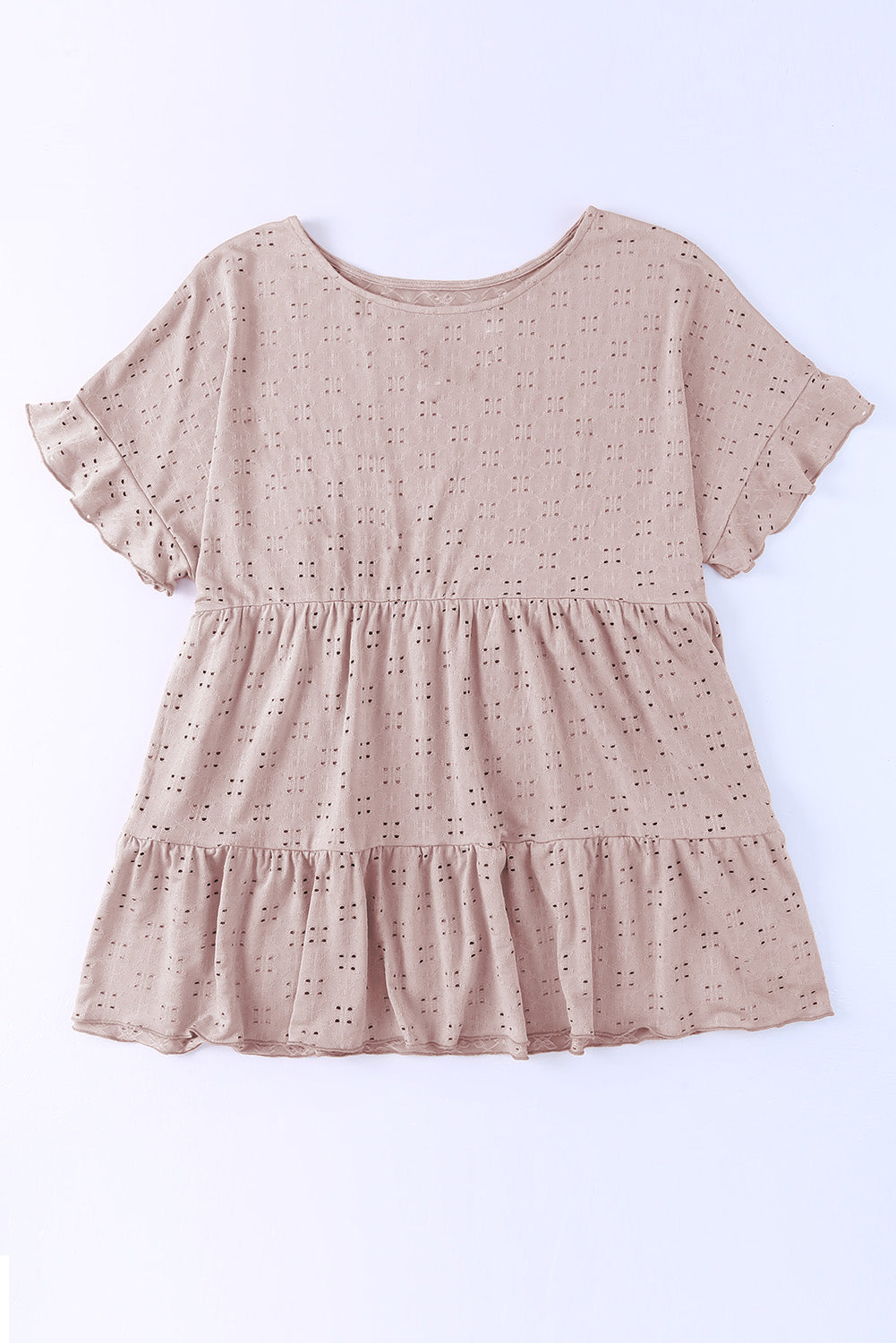 Eyelet Ruffle Sleeve Babydoll Top - PS