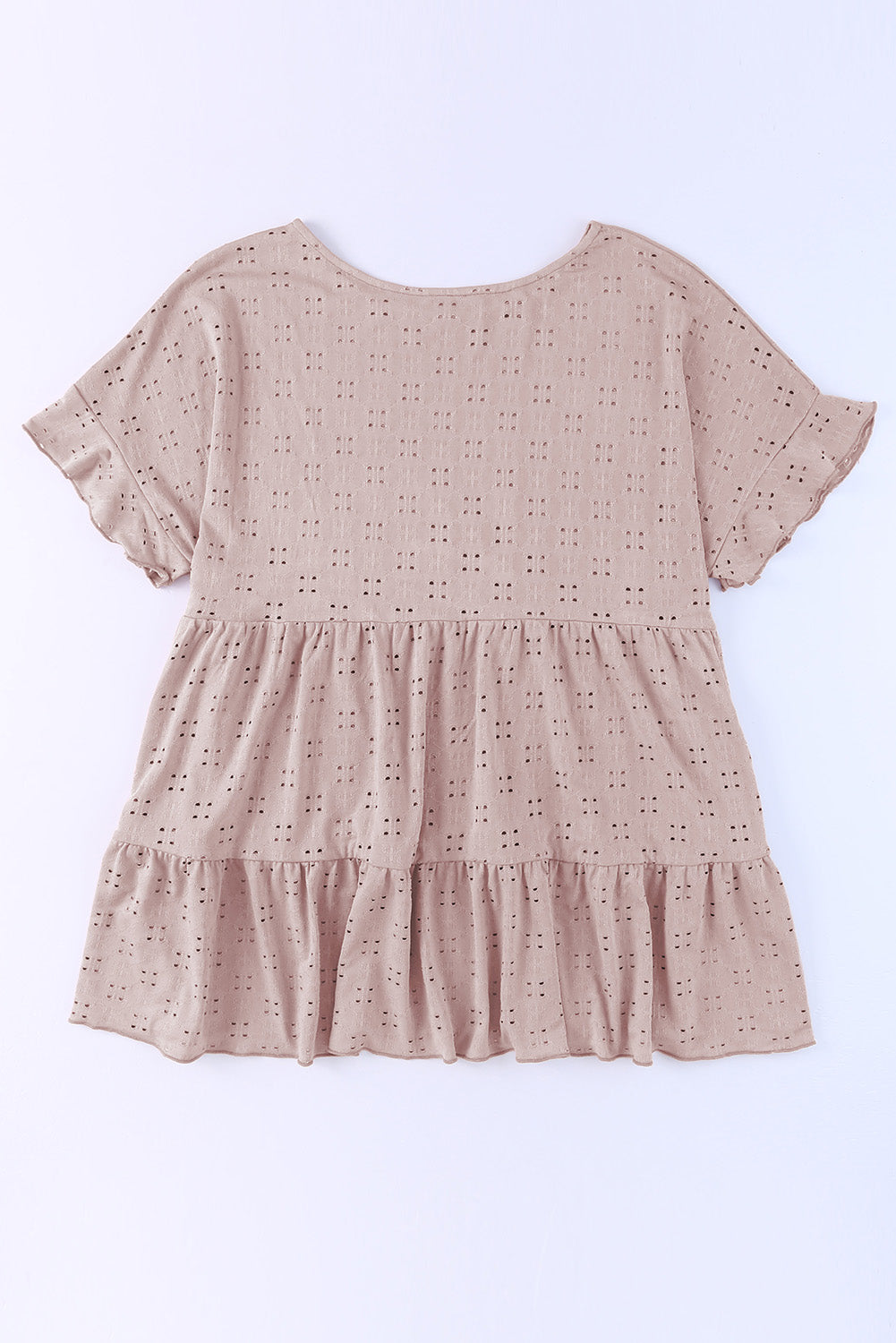 Eyelet Ruffle Sleeve Babydoll Top - PS