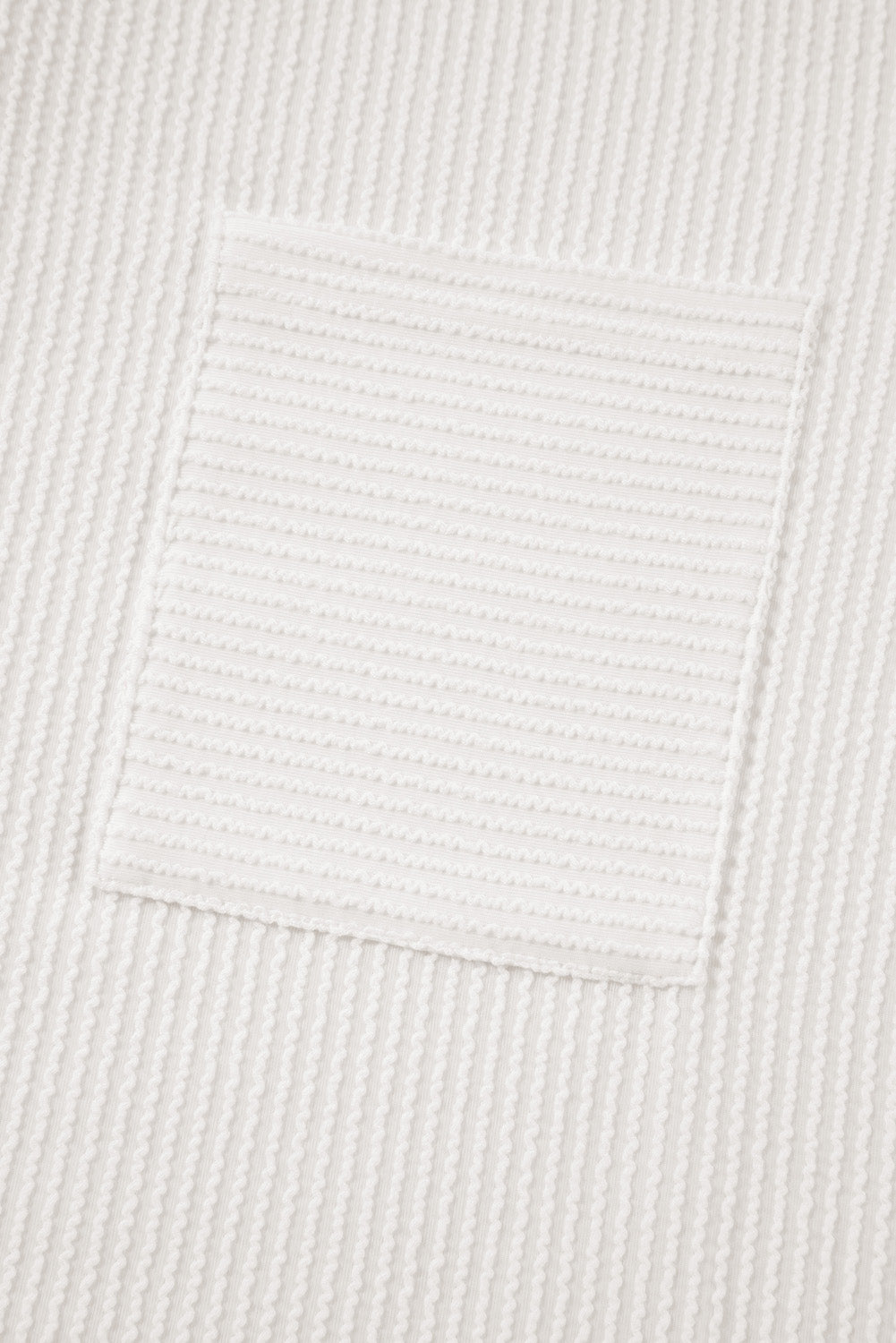 White Ribbed Texture Long Sleeve Tee - PS