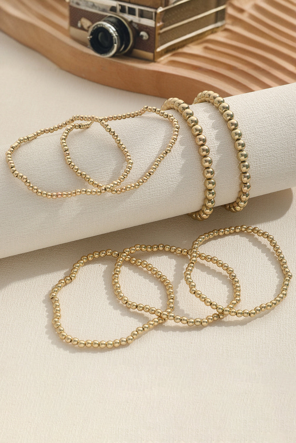 Beaded Luxury Gold Plated Bracelet 7/pieces set