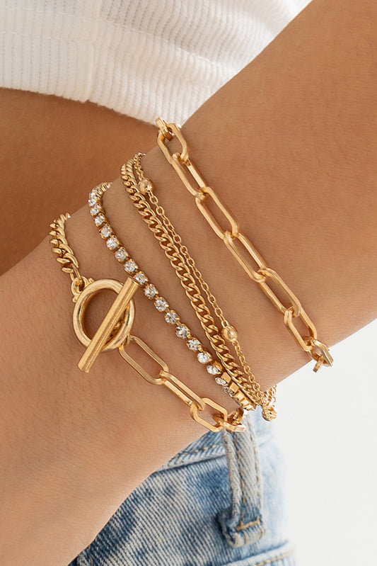 Multi layered chain Bracelet Set Gold