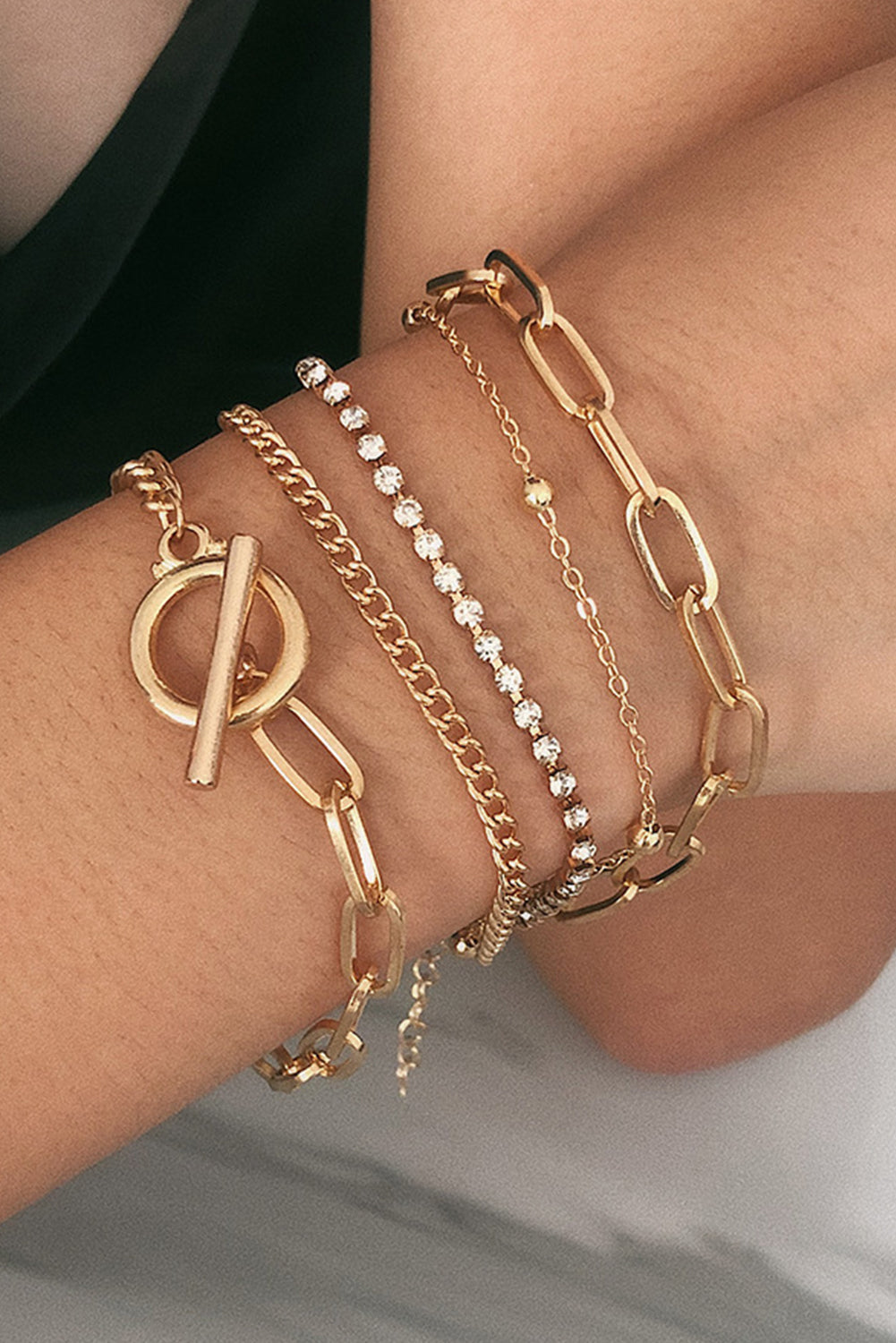 Multi layered chain Bracelet Set Gold