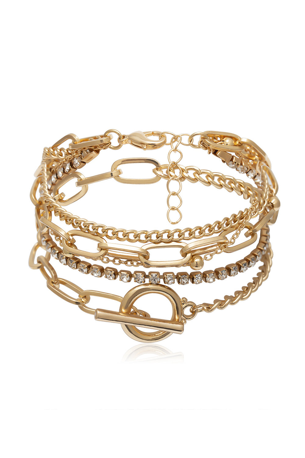 Multi layered chain Bracelet Set Gold