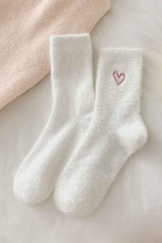 White Heart Soft Crew Socks