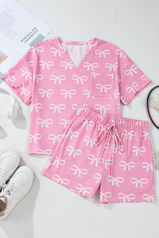 Waffle Bowknots 2-Piece Tee & Shorts - S2