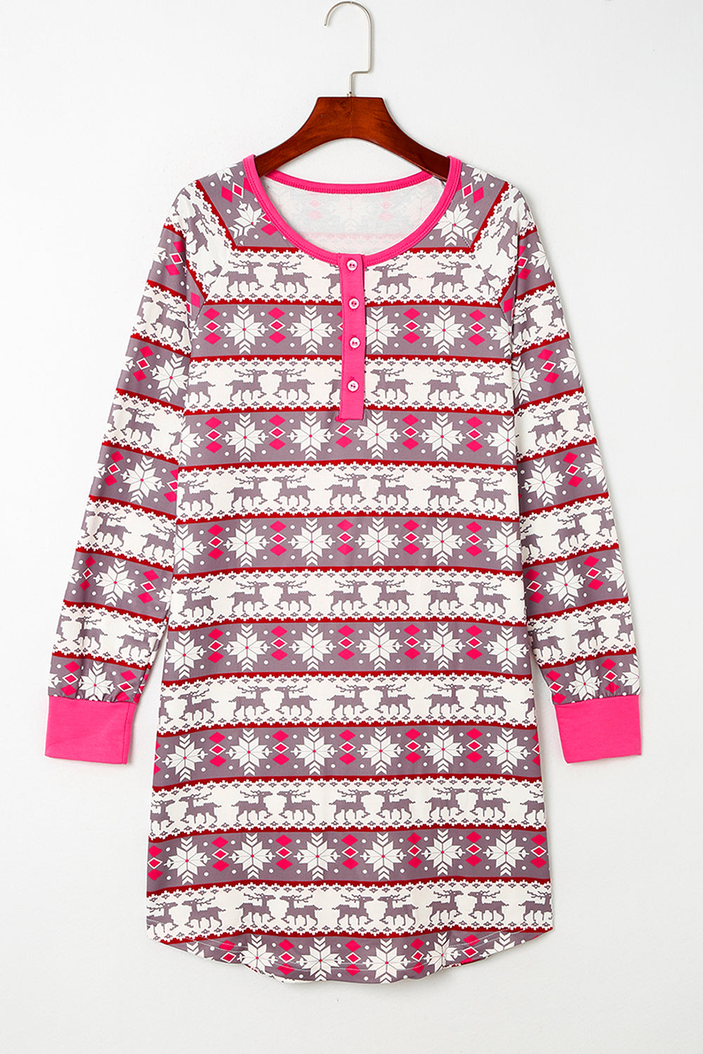 Rose-Reindeer Henley PJ Dress