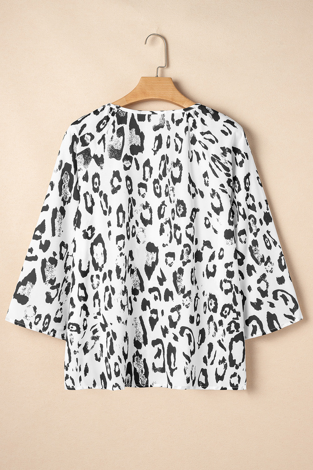 Leopard Ruched V-Neck Blouse
