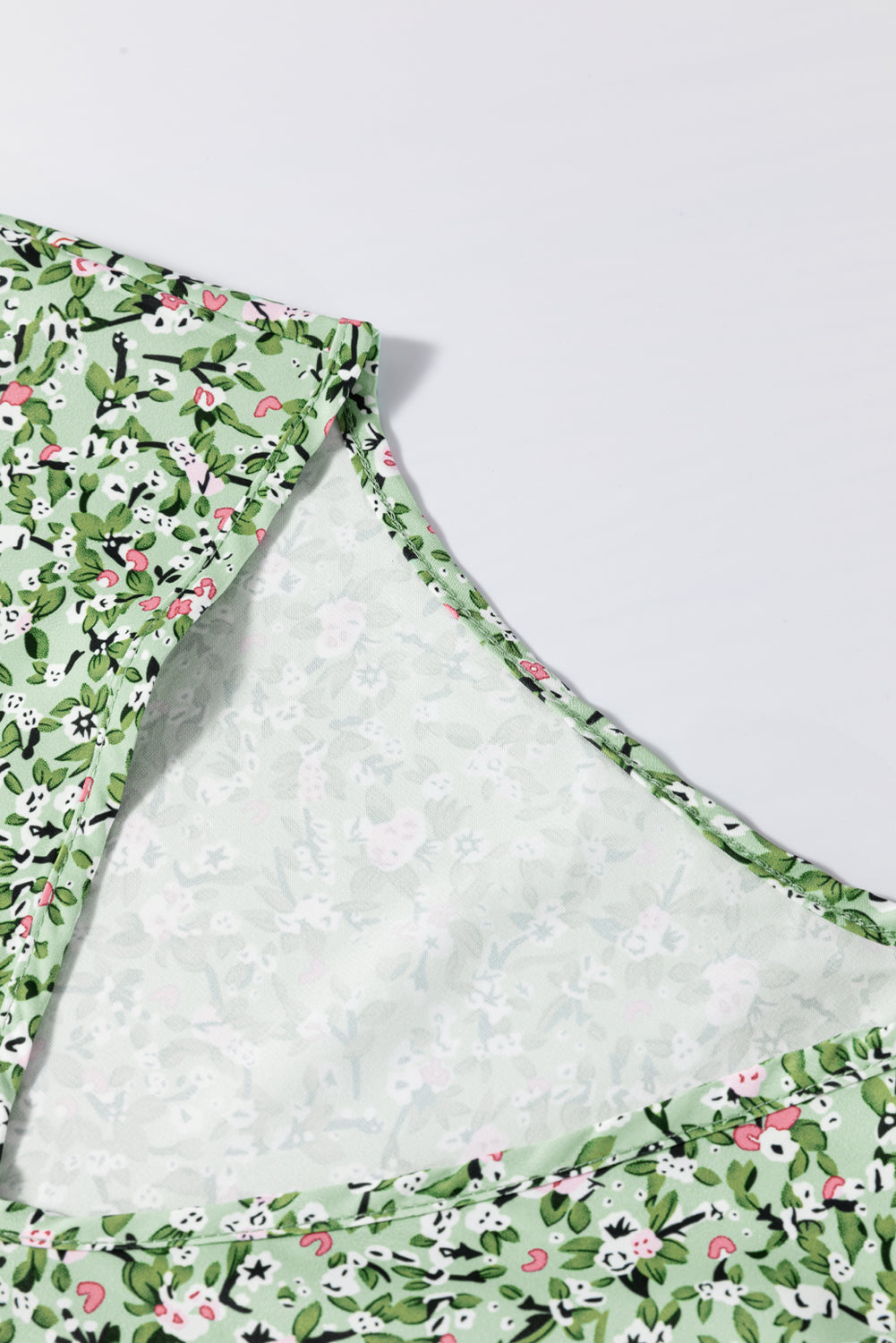 BOHO Floral Green V-Neck Wrap Blouse