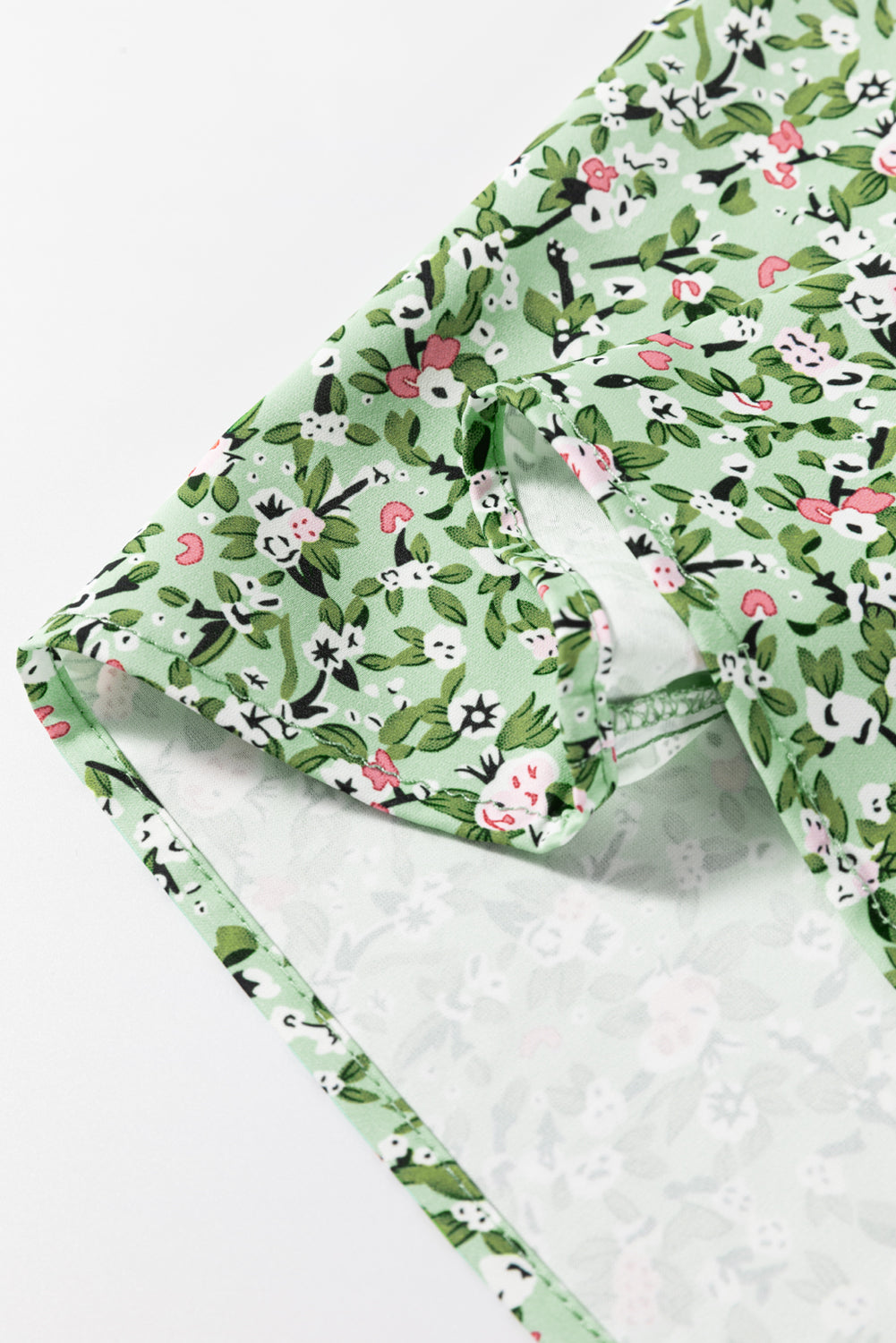 BOHO Floral Green V-Neck Wrap Blouse