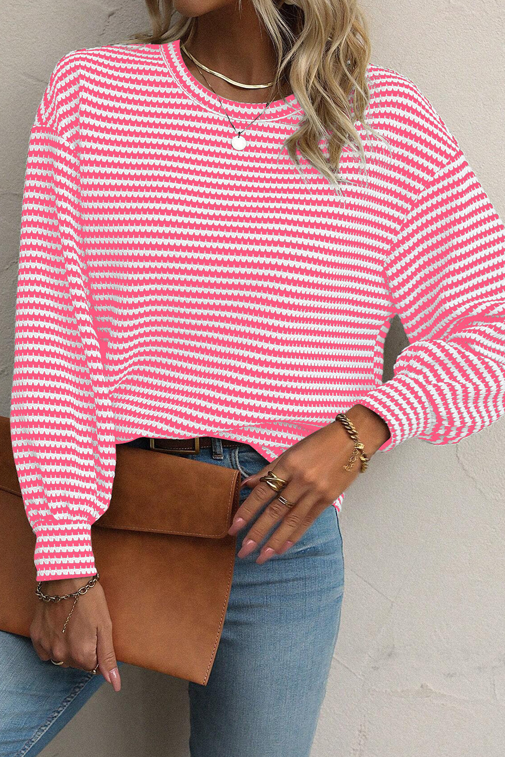Red Rose Striped Long Sleeve Top