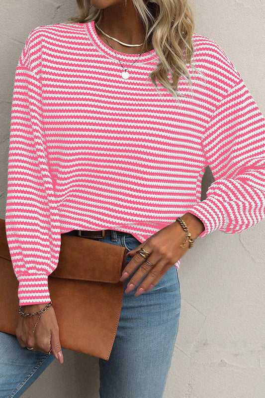 Red Rose Striped Long Sleeve Top