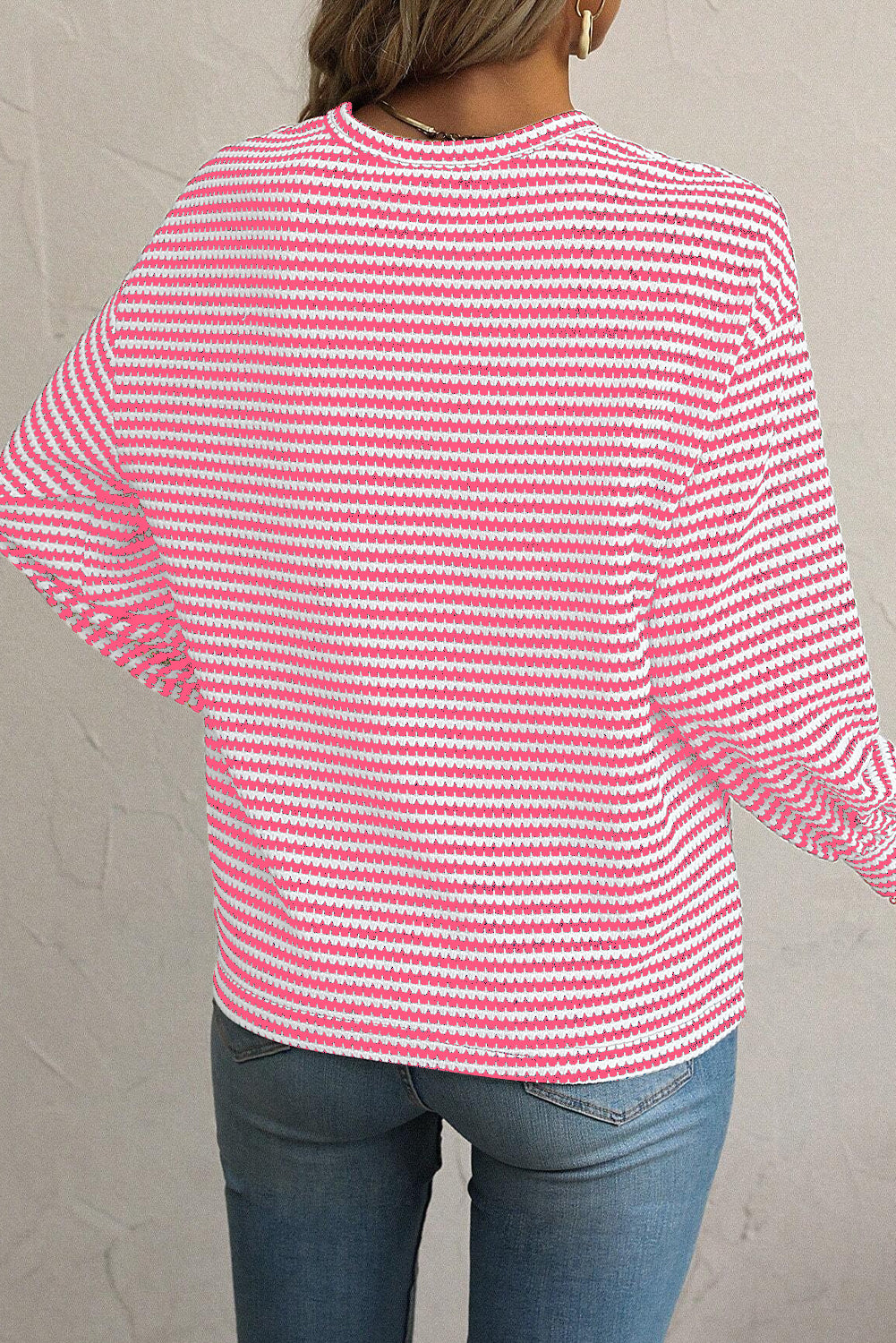 Red Rose Striped Long Sleeve Top