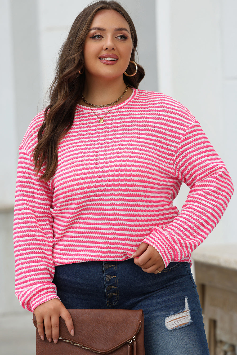 Red Rose Striped Long Sleeve Top