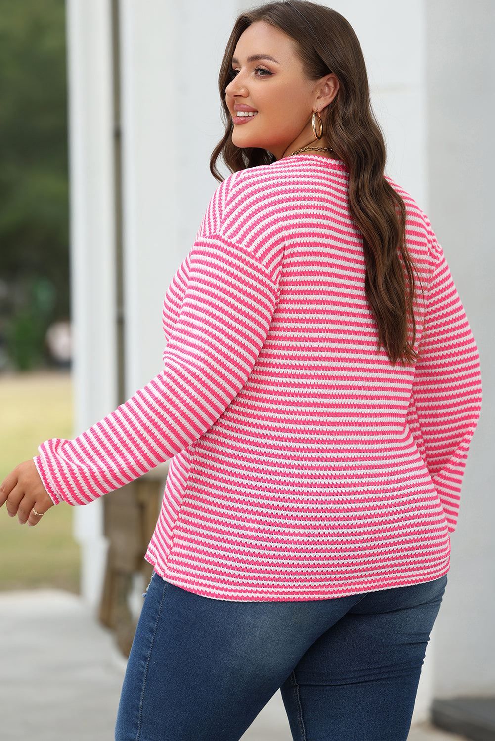 Red Rose Striped Long Sleeve Top