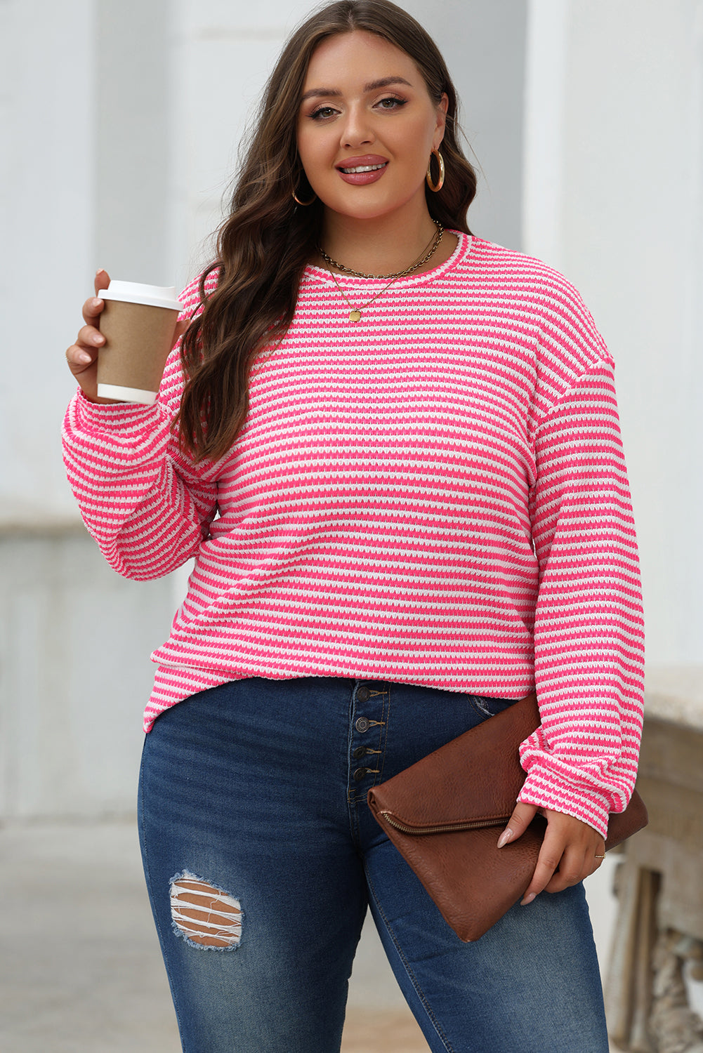 Red Rose Striped Long Sleeve Top