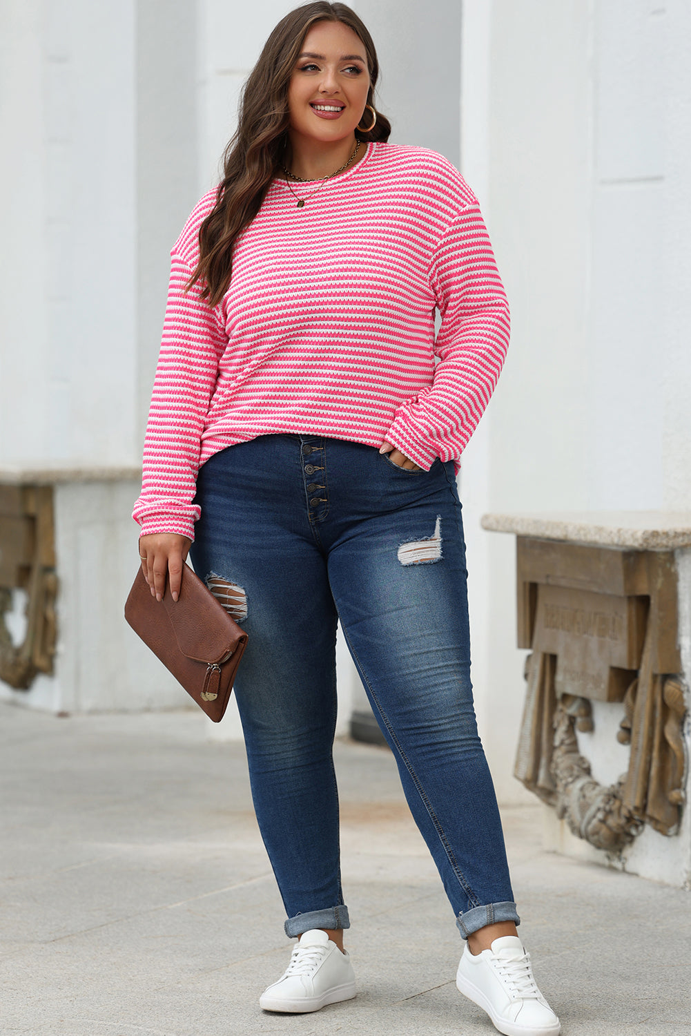 Red Rose Striped Long Sleeve Top