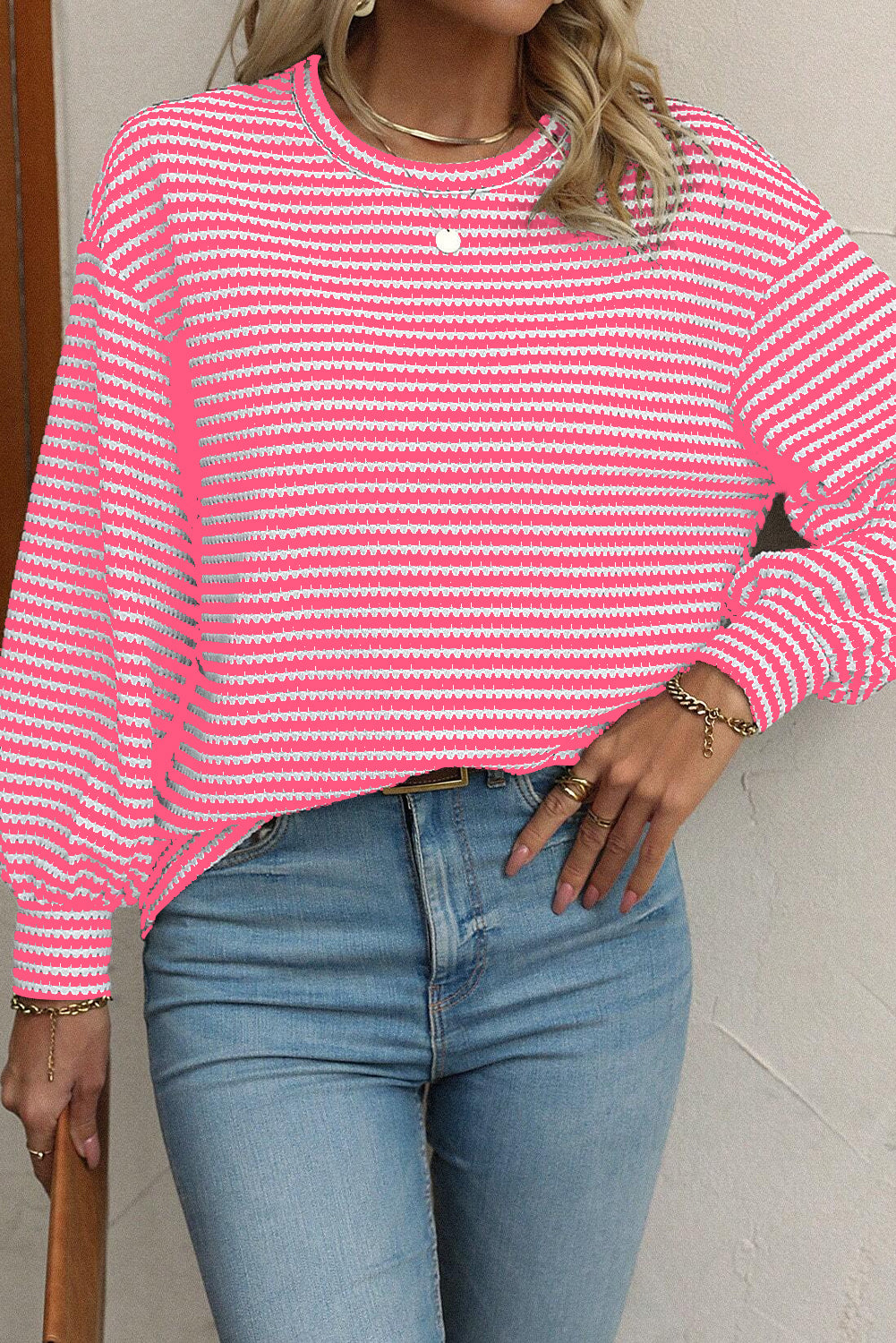 Red Rose Striped Long Sleeve Top