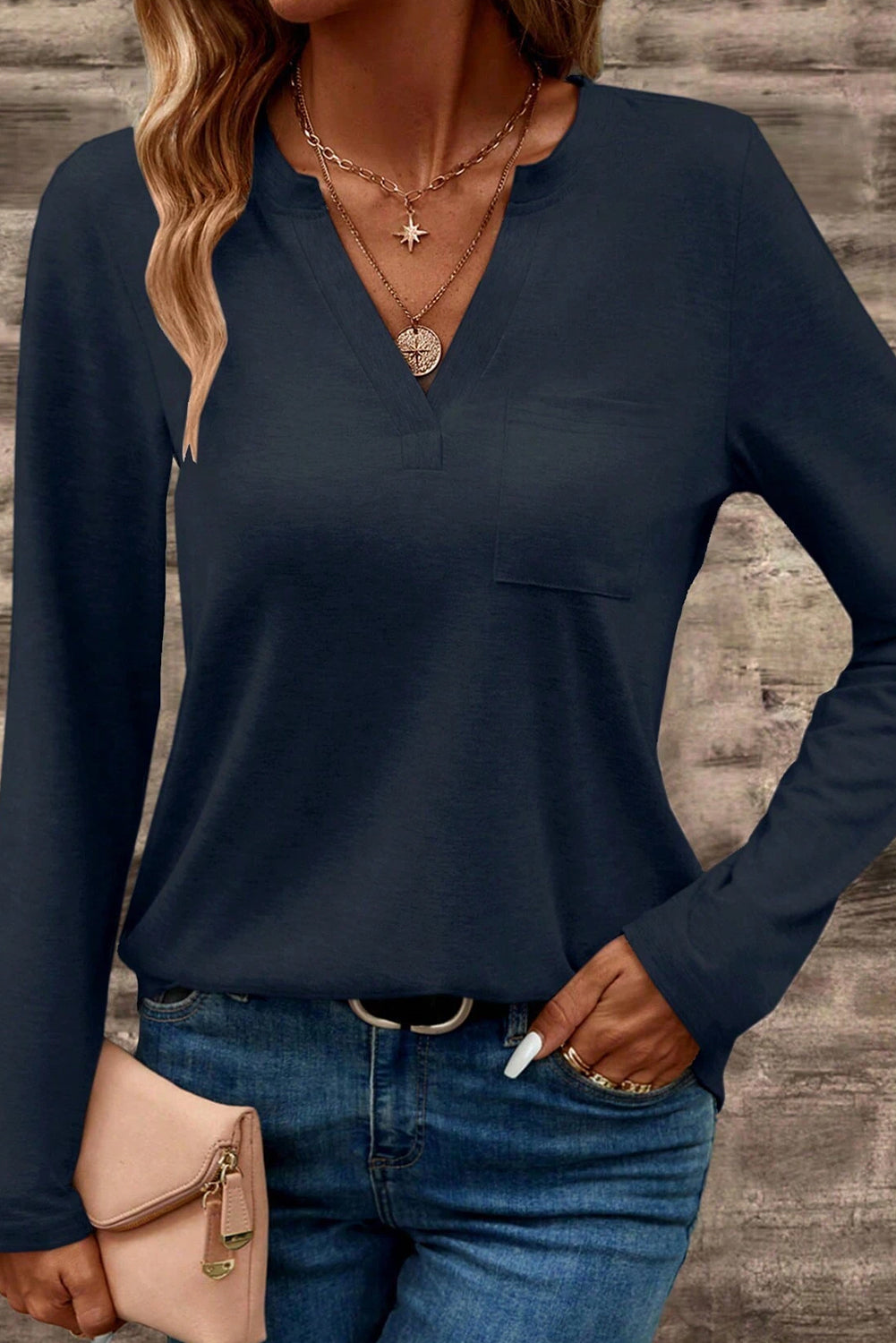 Dirty Blue Soft Pocket Long Sleeve Tee
