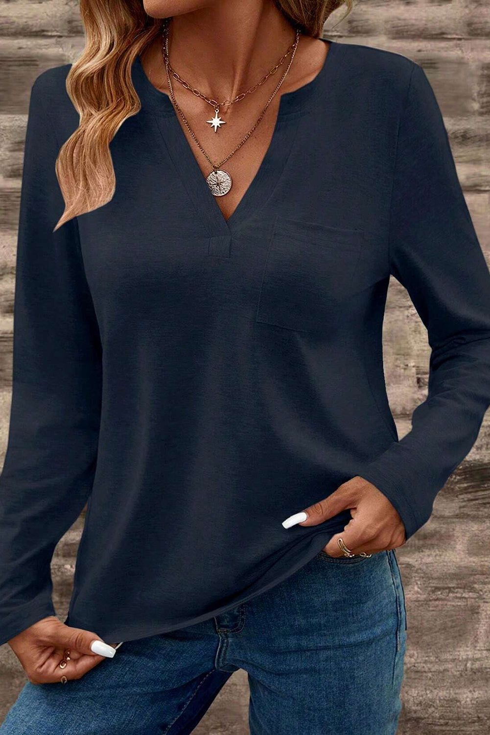 Dirty Blue Soft Pocket Long Sleeve Tee