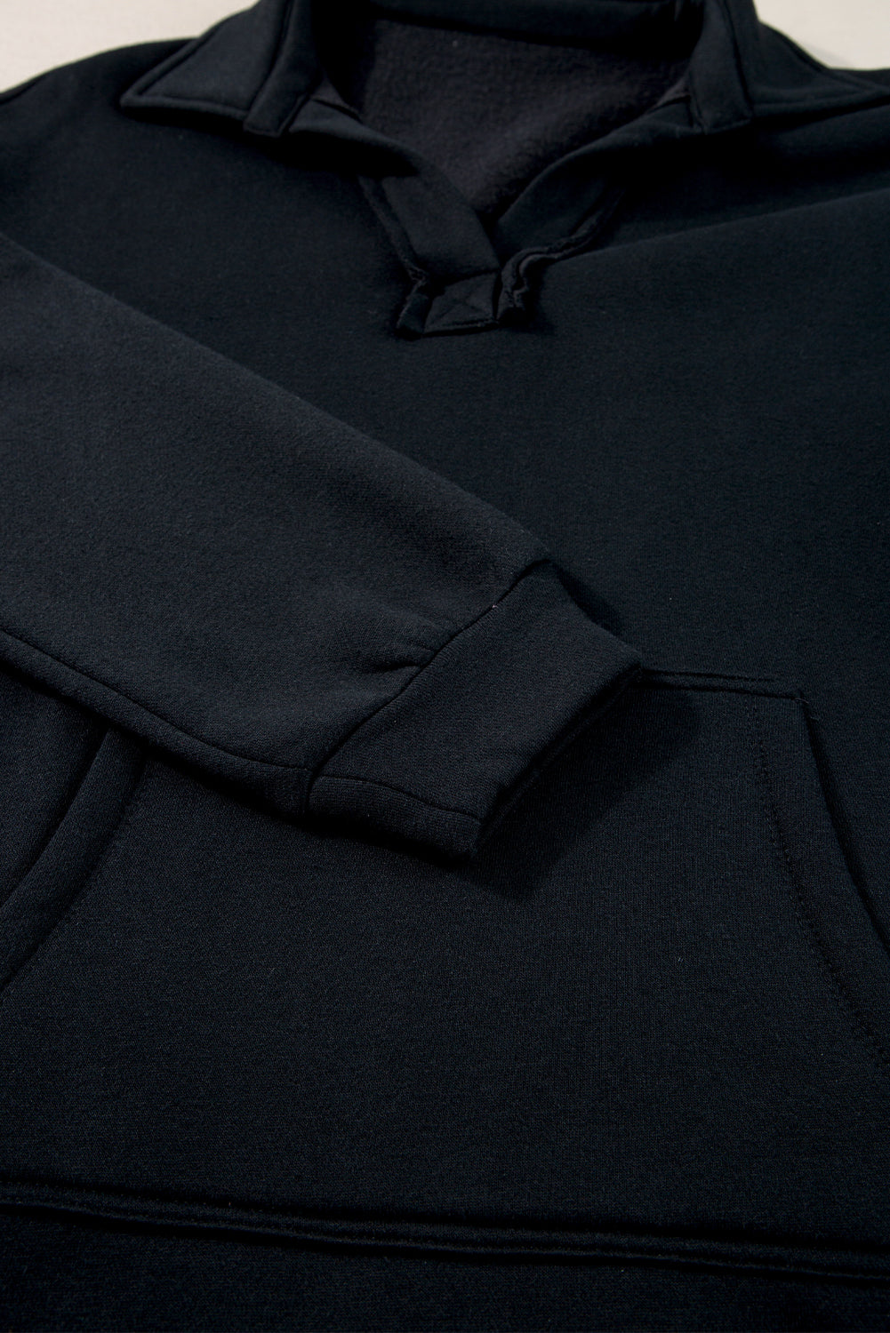 Soft V Neck Kangaroo Collared Pullover