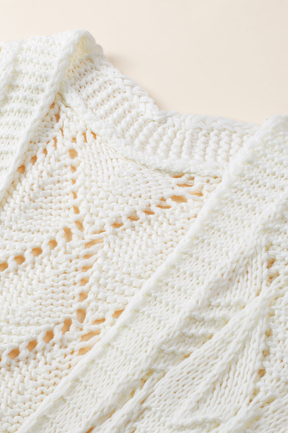 Knit White Seehole Cardigan