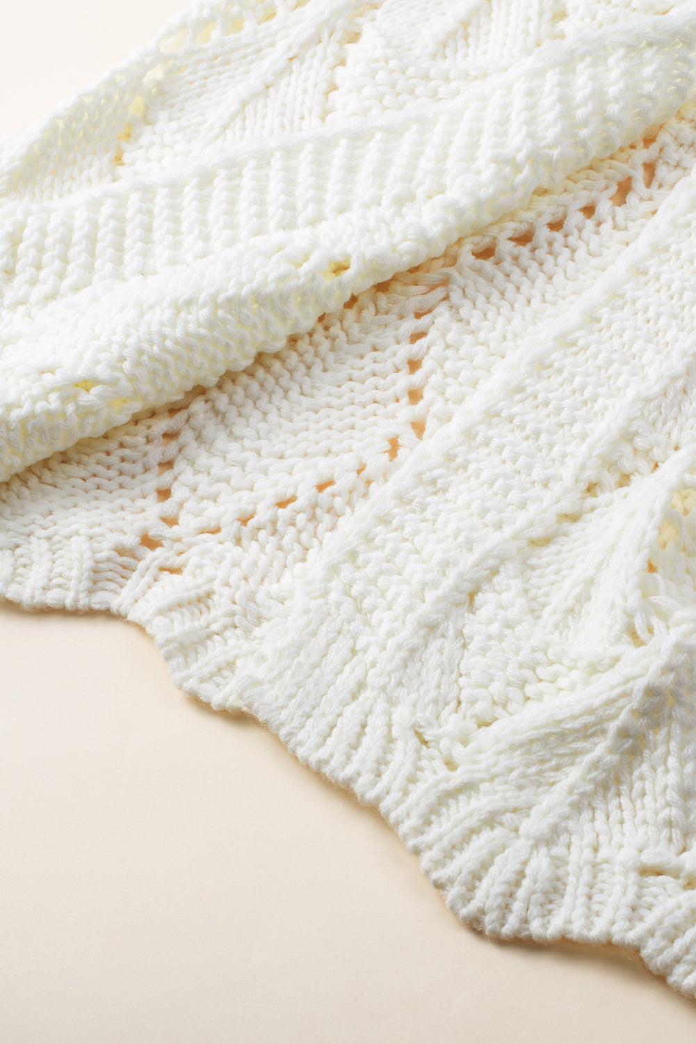 Knit White Seehole Cardigan