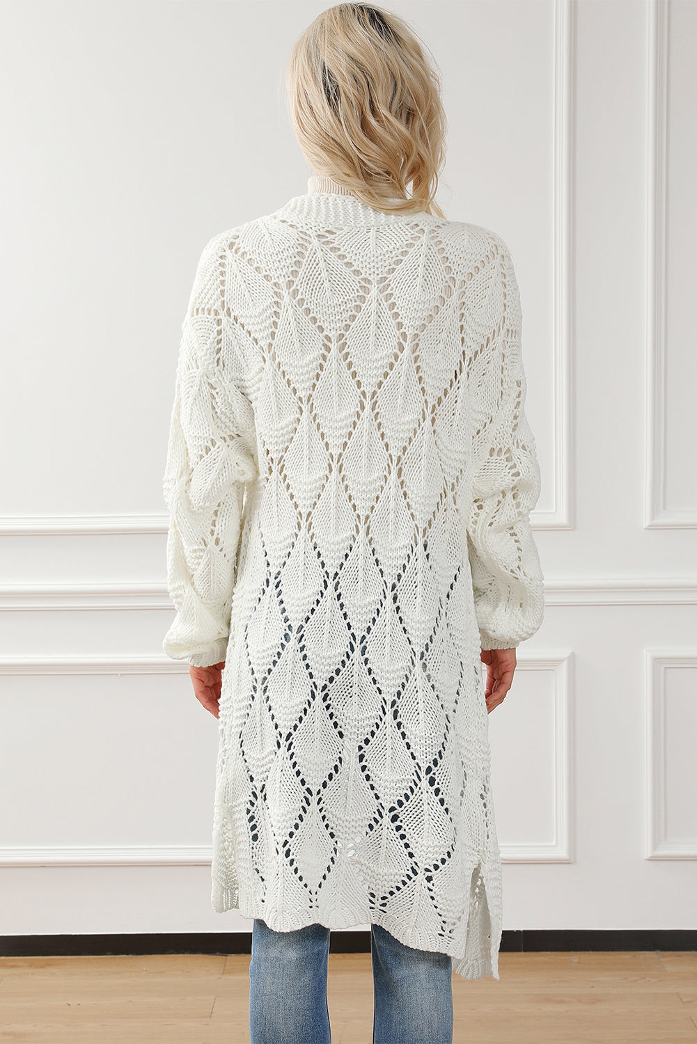Knit White Seehole Cardigan
