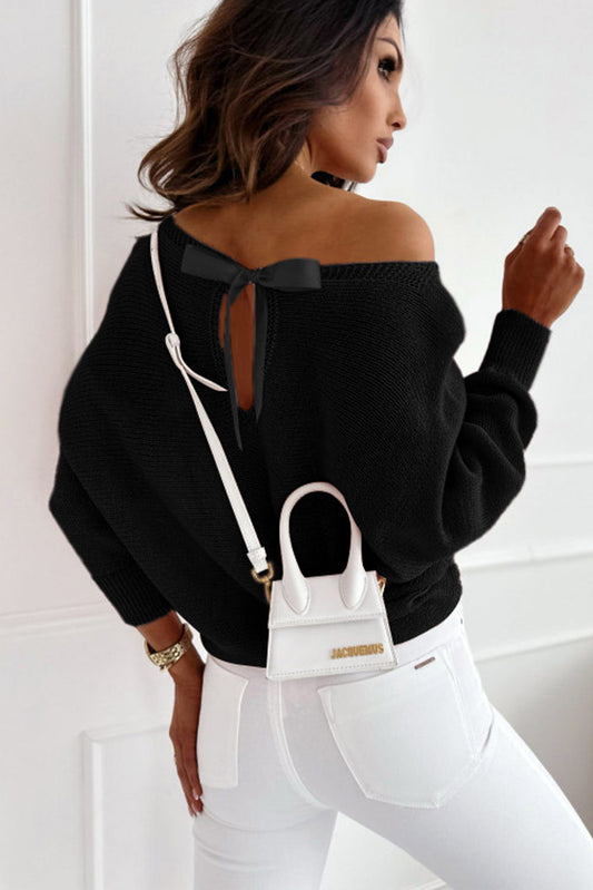 Sexy Back Bowknot Sweater