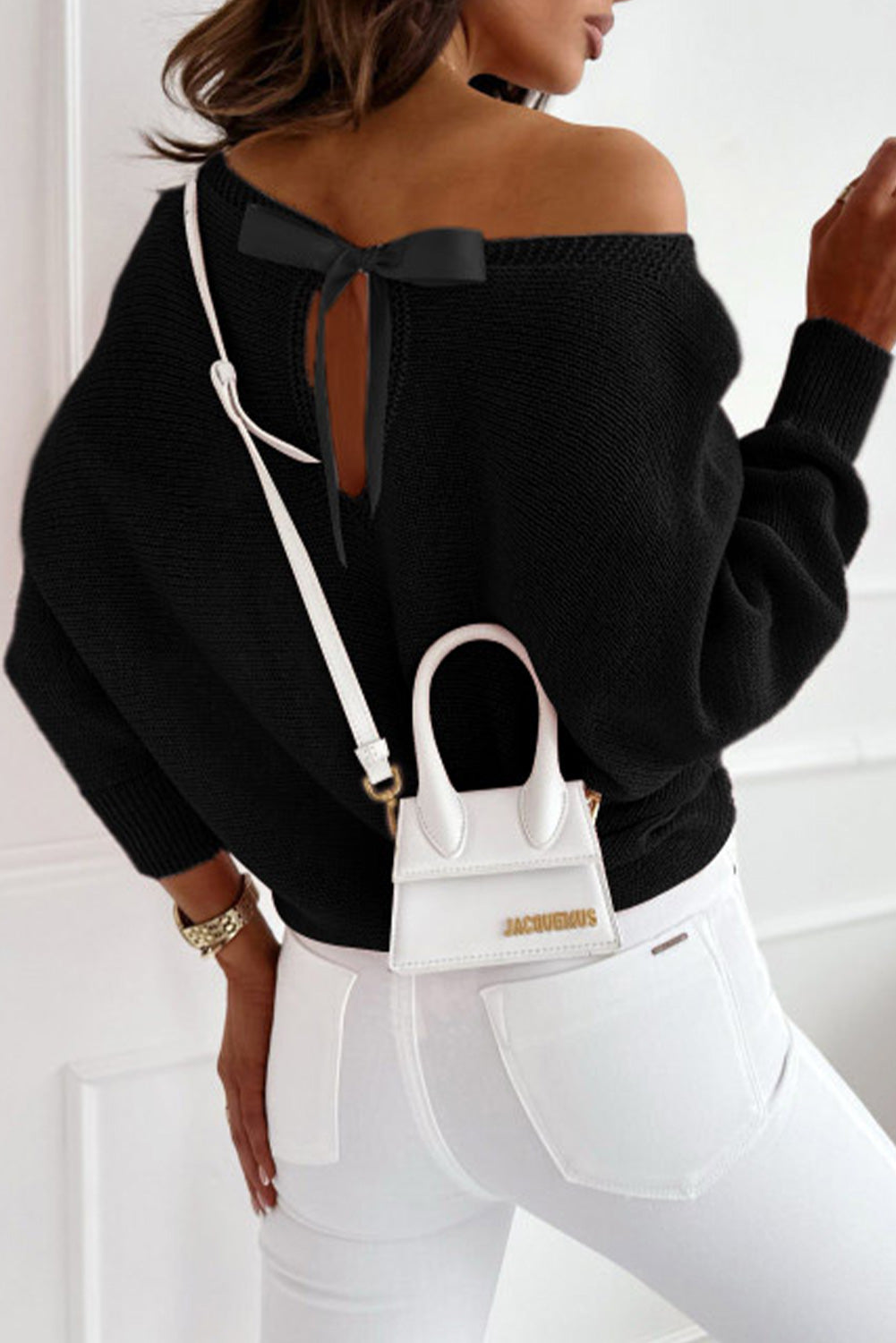 Sexy Back Bowknot Sweater