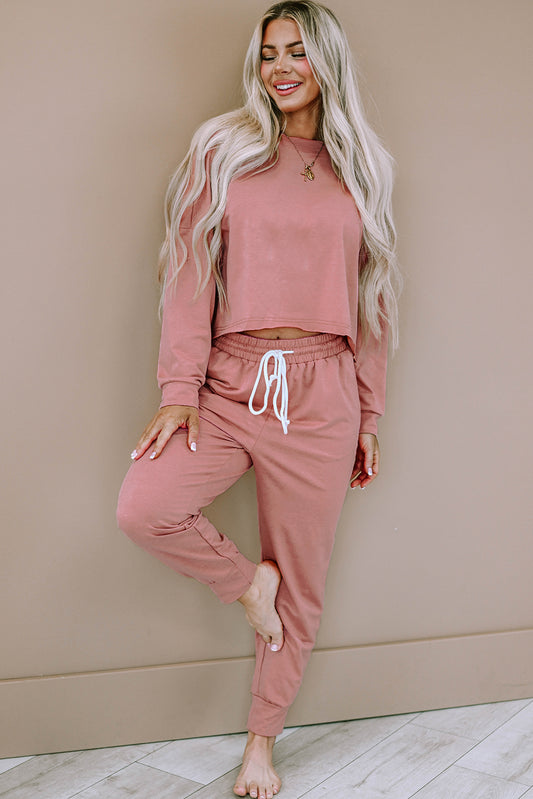 Pink Sport Boxy Fit 2-piece drawstring - Top & Joggers -S2