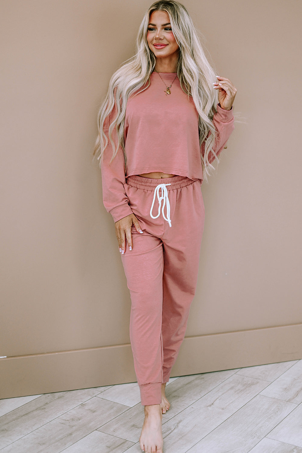Pink Sport Boxy Fit 2-piece drawstring - Top & Joggers -S2