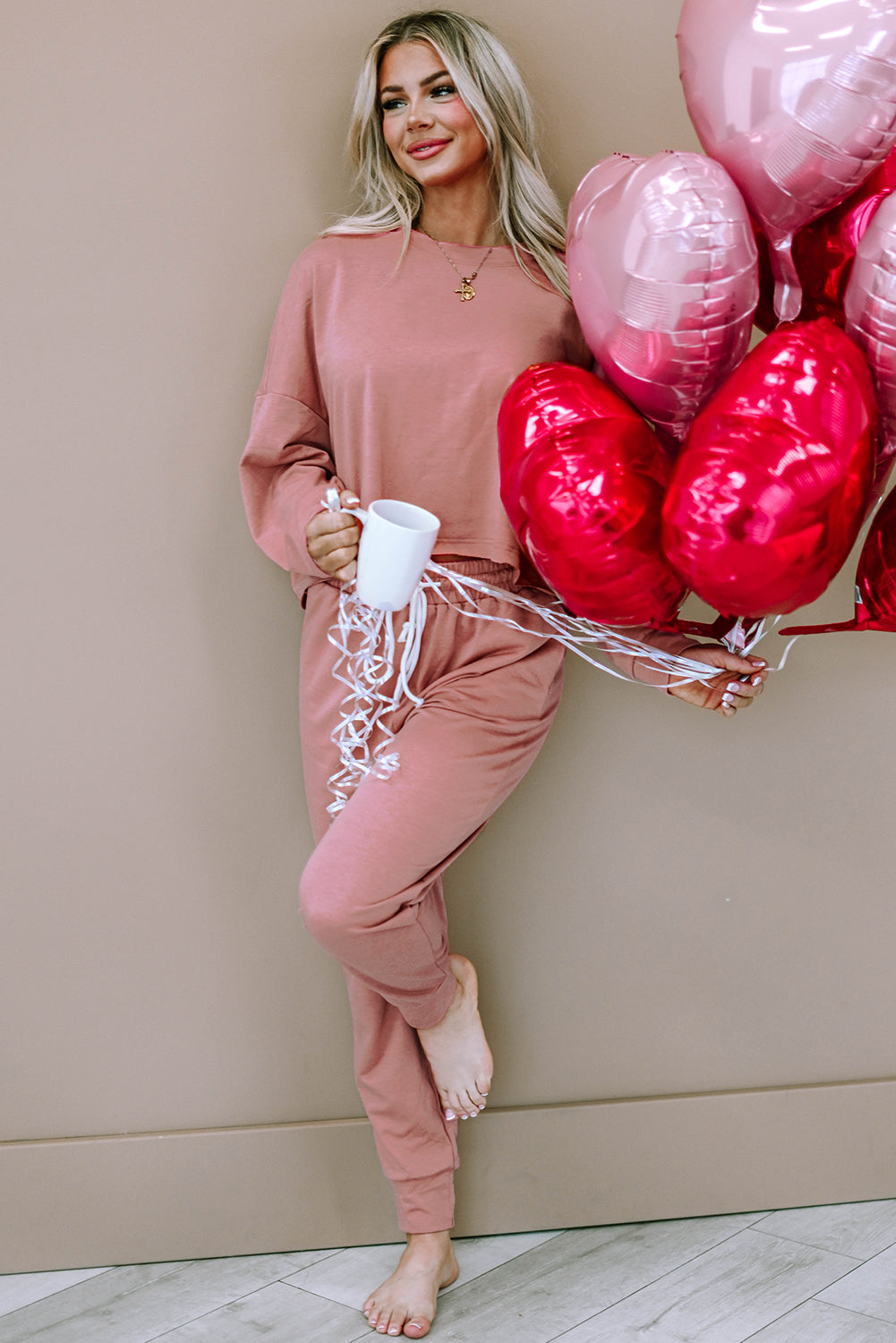 Pink Sport Boxy Fit 2-piece drawstring - Top & Joggers -S2