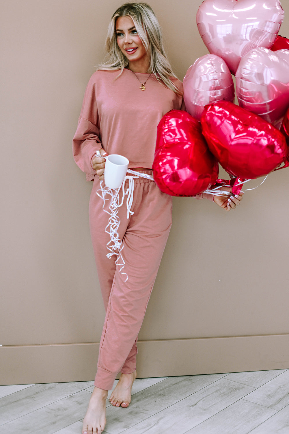 Pink Sport Boxy Fit 2-piece drawstring - Top & Joggers -S2