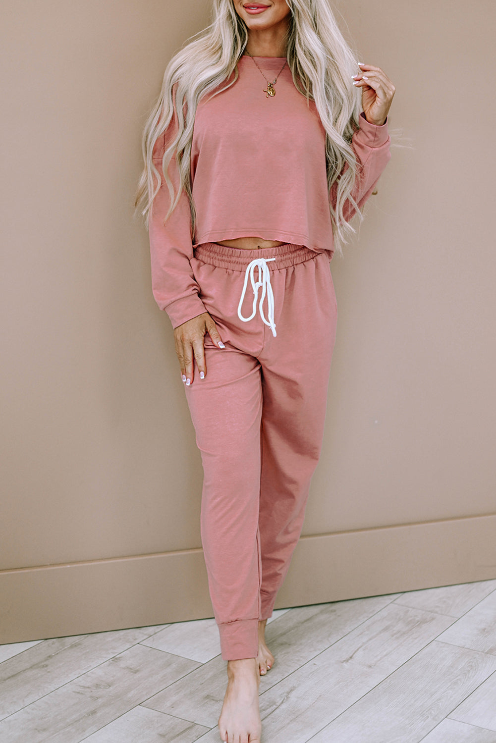 Pink Sport Boxy Fit 2-piece drawstring - Top & Joggers -S2