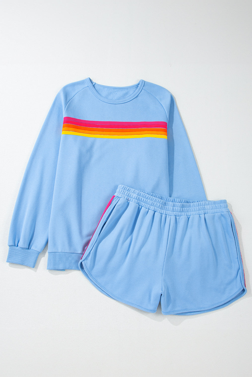 Blue Beau Striped 2-piece Set. Pullover & Shorts - S2