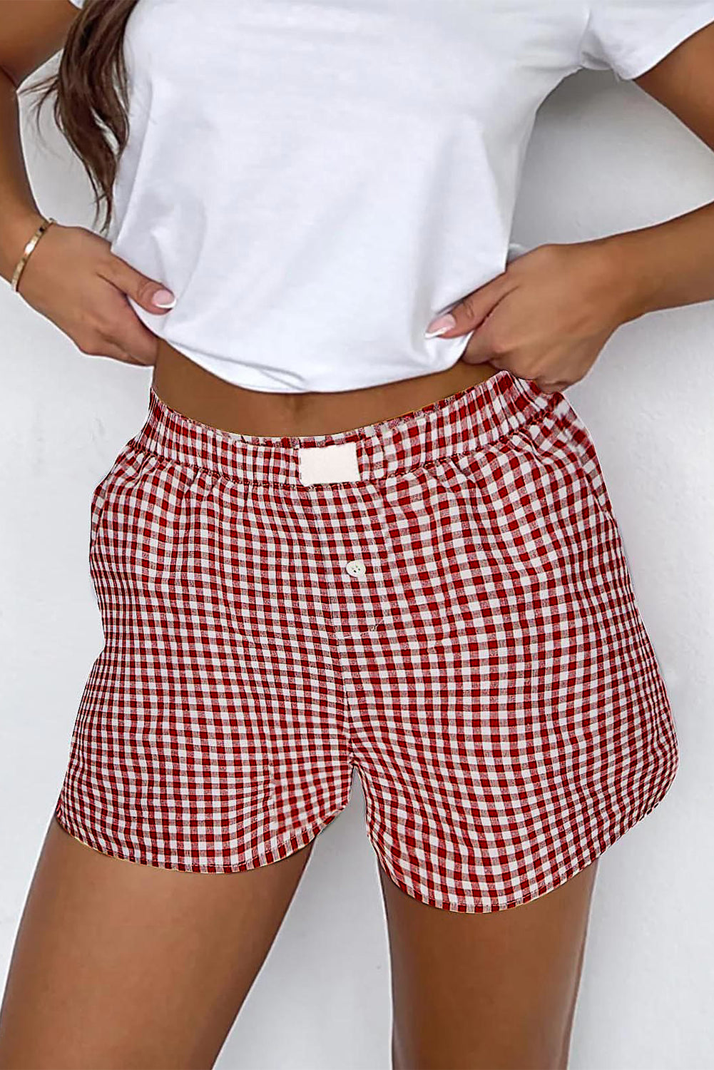 Red Plaid Gingham Shorts