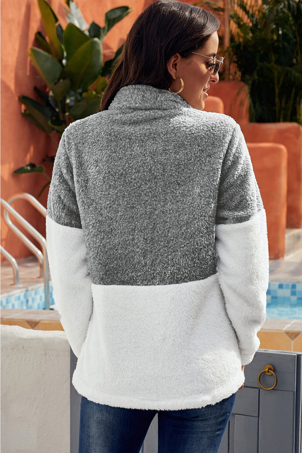 Charcoal Zip Fluffy Pullover