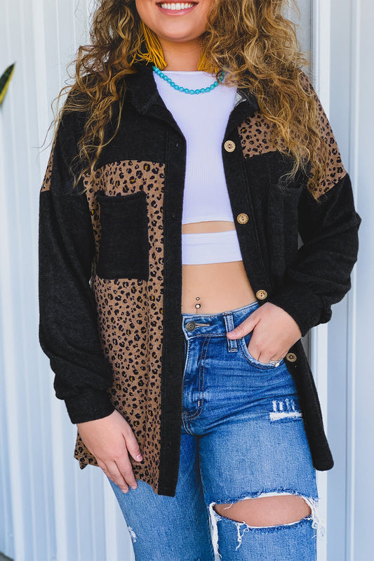 Leopard Buttondown Patchwork Jacket