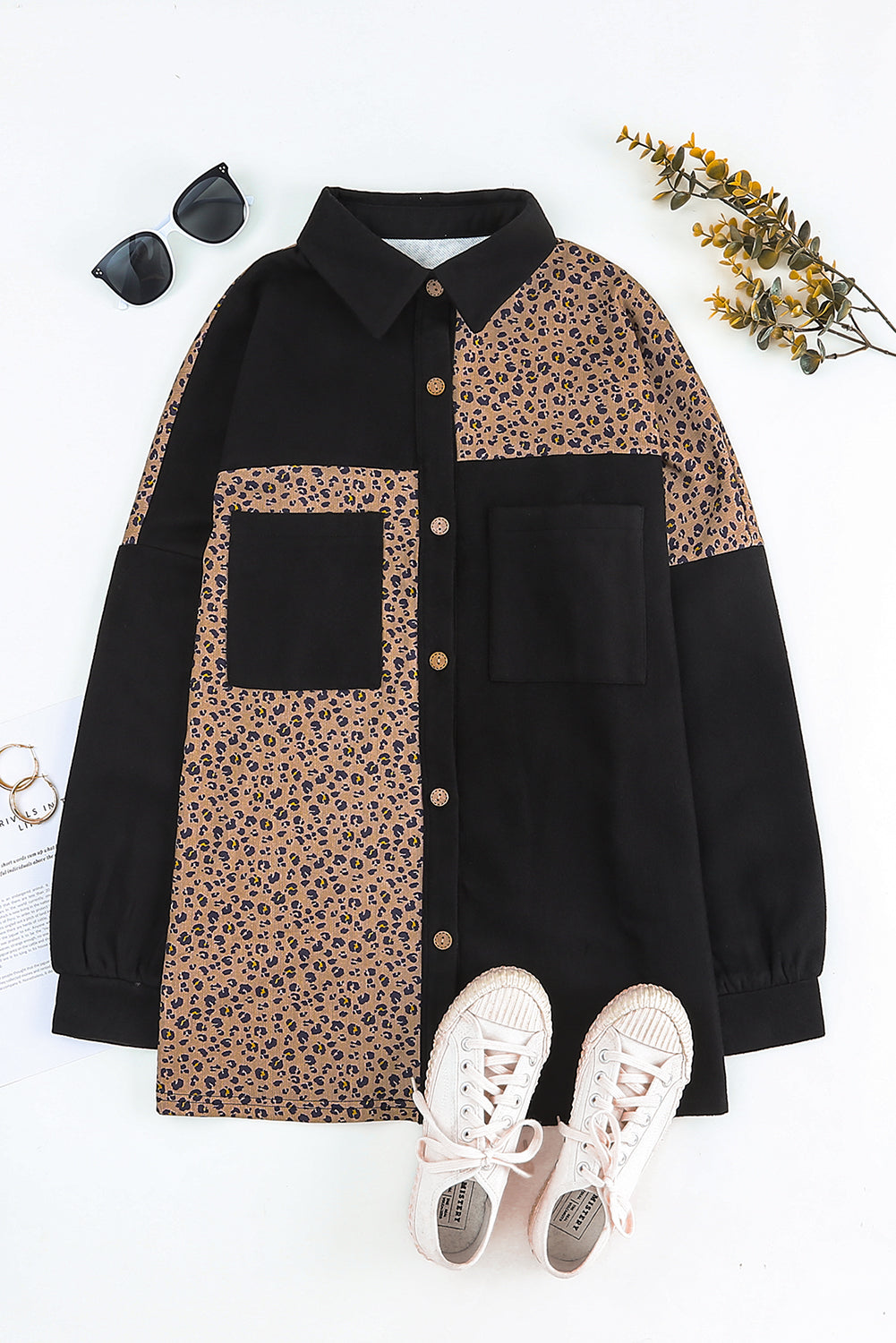 Leopard Buttondown Patchwork Jacket