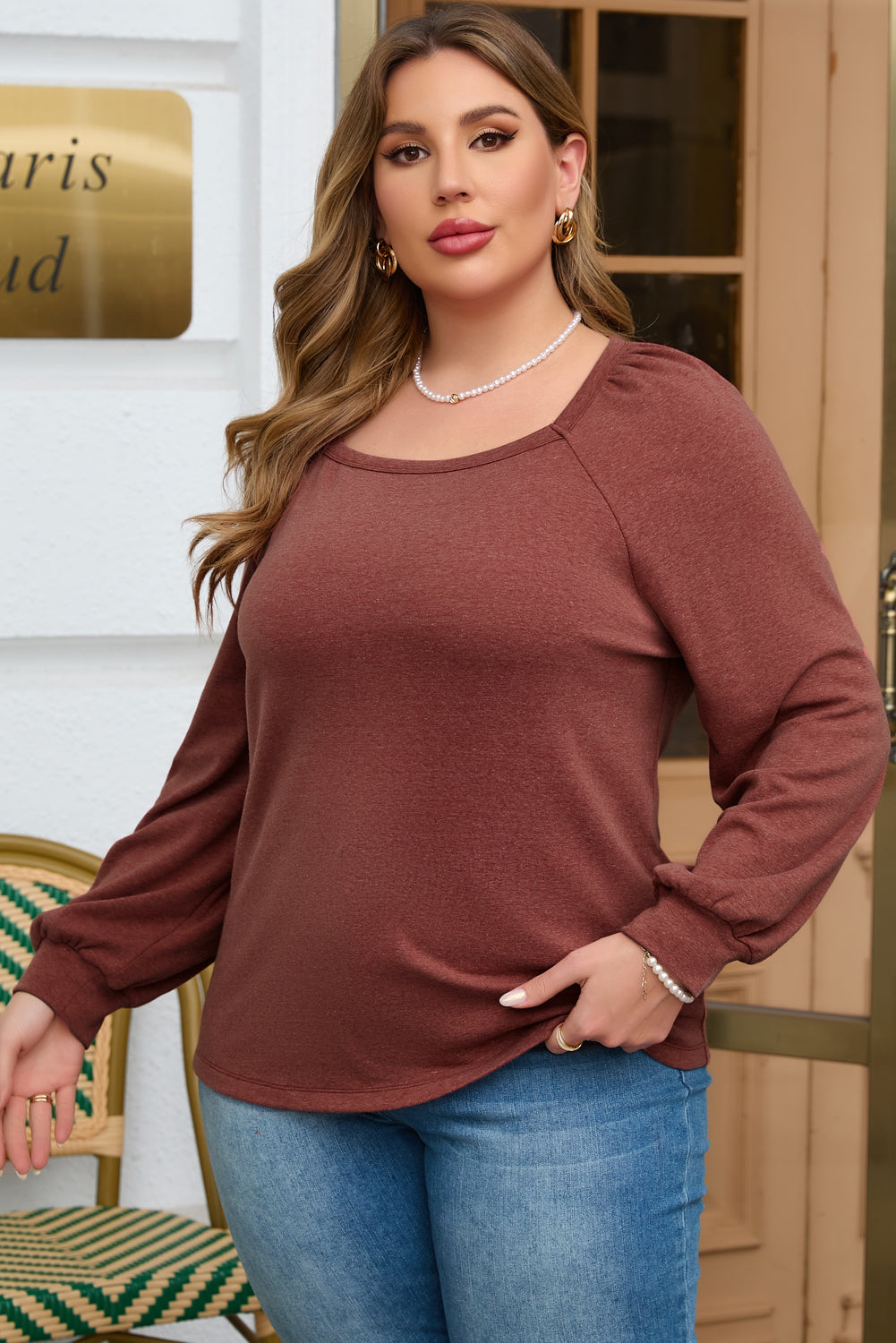 Flame Square Neck Blouse - PS