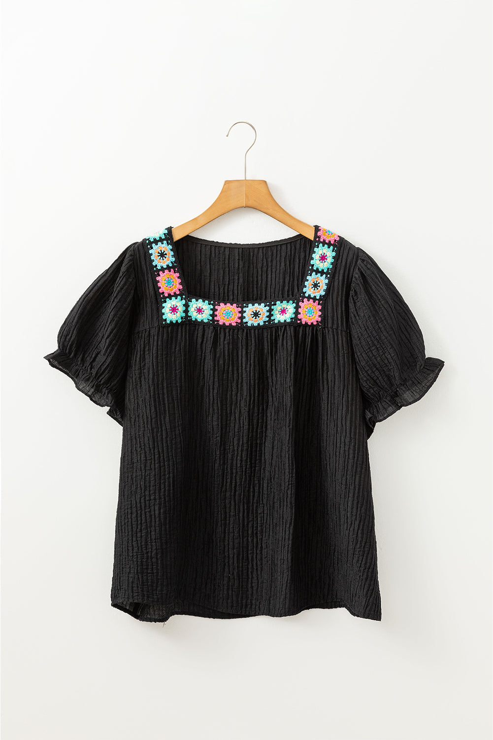 Black Floral Crochet Blouse - PS